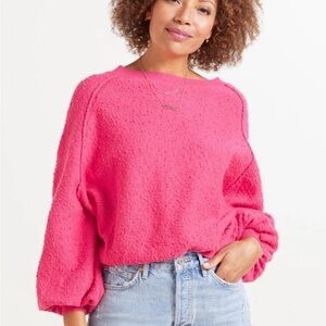Free People Bright Pink Crewneck Sweater